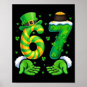 Poster 67 Six Seven Shamrock Divertido Dia de São Patríci