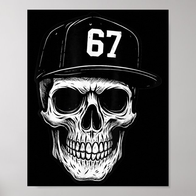 Poster 67 Skull Halloween Brainrot Meme Six Seven Kids Sk (Frente)