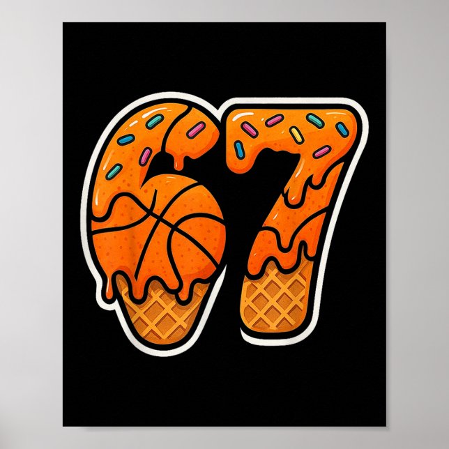 Poster 67 Sorvete Drip Basquete Six Seven Meme Cesta (Frente)