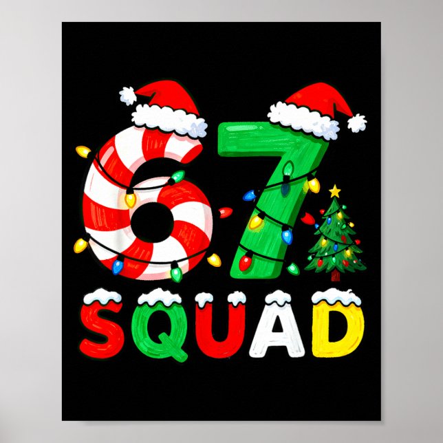 Poster 67 Squad Christmas Candy Cane Six Seven Meme Xmas  (Frente)