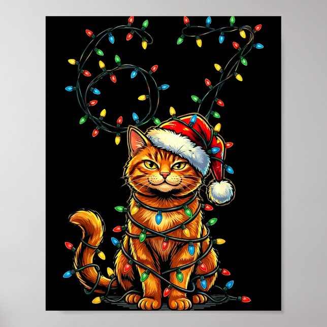 Poster 67 Tabby Orange Cat Christmas Santa Hat Six Seven  (Frente)