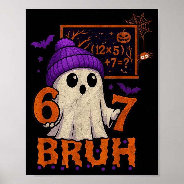 Poster 67 Teacher Halloween Ghost Six Seven Meme Math Equ (Frente)