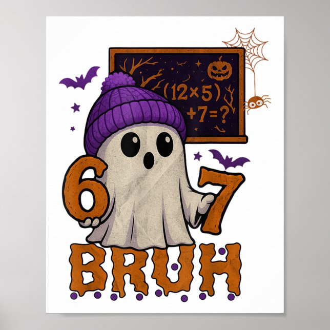 Poster 67 Teacher Halloween Ghost Six Seven Meme Math Equ (Frente)