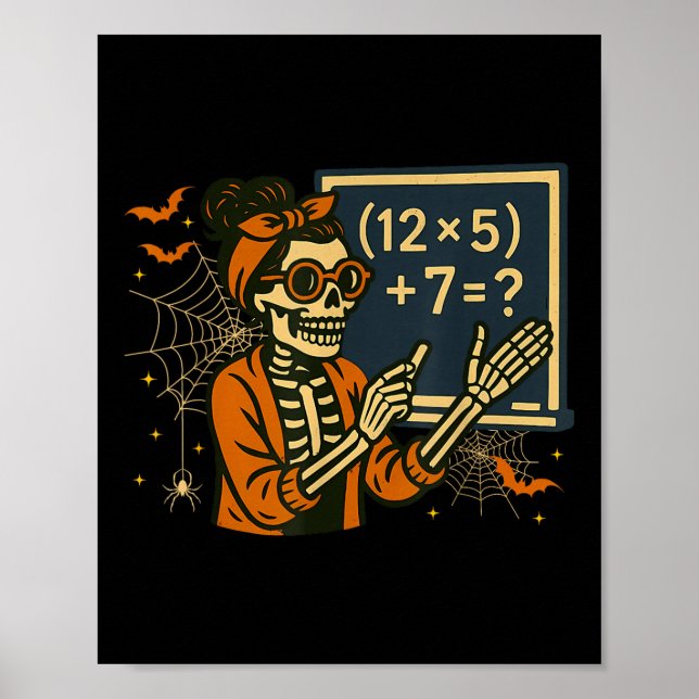 Poster 67 Teacher Halloween Skeleton Six Seven Meme Math  (Frente)