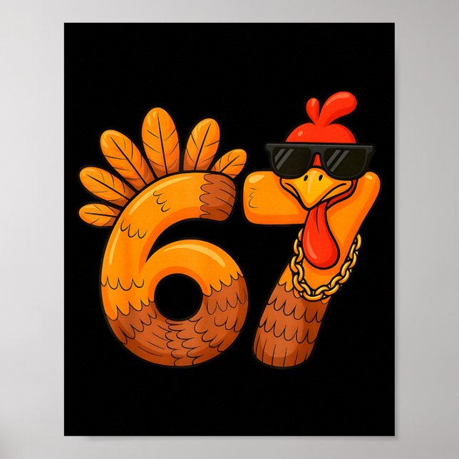 Poster 67 Thanksgiving Funny Turkey Thanksgiving 67 Turke (Frente)