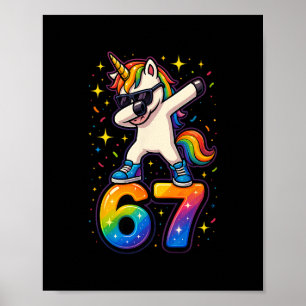 Poster 67 Unicórnio Dabbing a seis sete memes