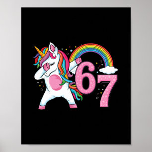 Poster 67 Unicórnio Dabbing Para Meninas Seis Sete Meme C