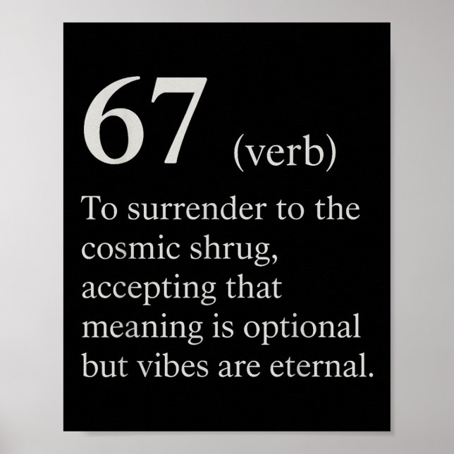 Poster 67 Verb Definition Meme Funny Internet Joke Trendi (Frente)