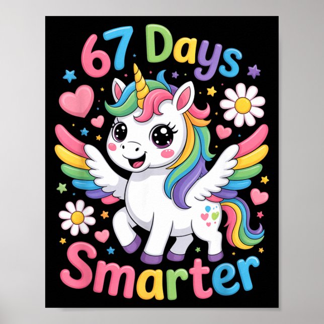Poster 67th Day Of School 67 Days Smarter Unicorn Teacher (Frente)