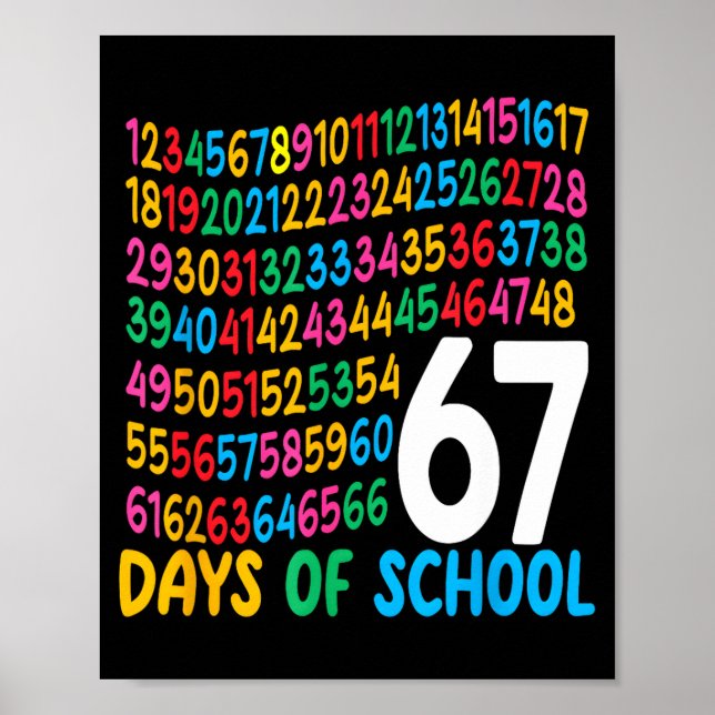 Poster 67th Day Of School 67 Math Numbers Teacher Kids 67 (Frente)