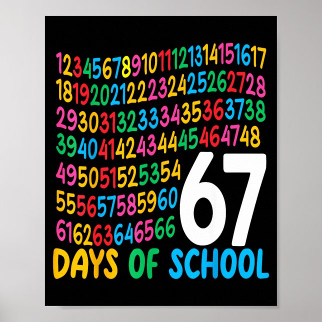 Poster 67th Day Of School 67 Math Numbers Teacher Kids 67 (Frente)