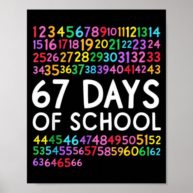Poster 67th Day Of School Teacher Kids 67 Math Numbers 10 (Frente)