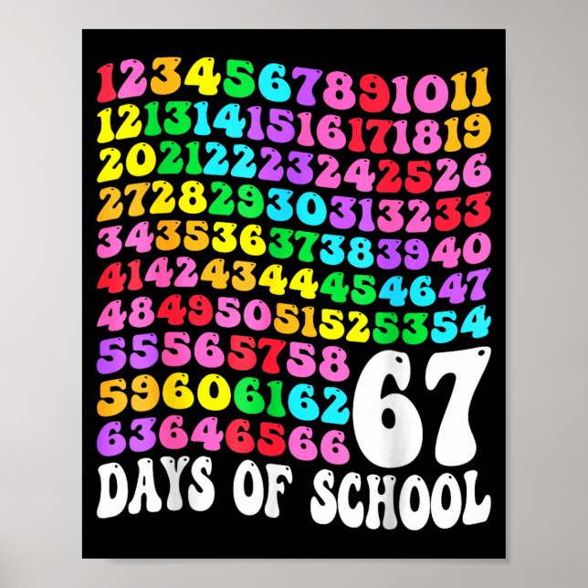Poster 67th Day Of School Teacher Kids 67 Math Numbers 10 (Frente)