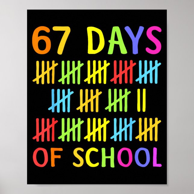 Poster 67th Day Of School Teacher Kids 67 Math Numbers 10 (Frente)