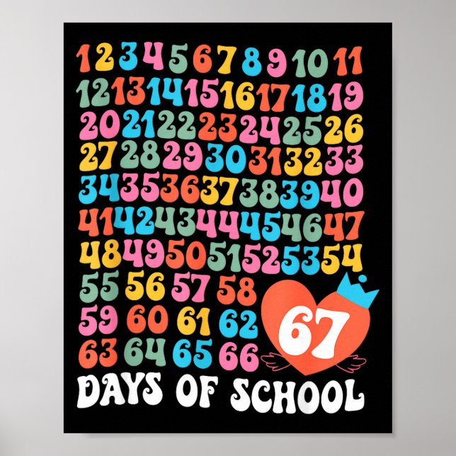 Poster 67th Day Of School Teacher Kids Funny Six Seven 10 (Frente)