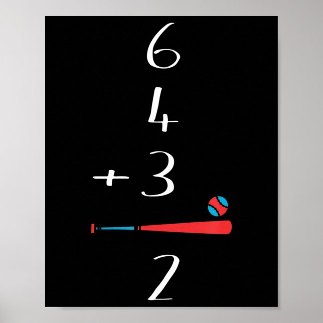 Poster 6 4 3 2 Beisebol em dupla jogada (Frente)