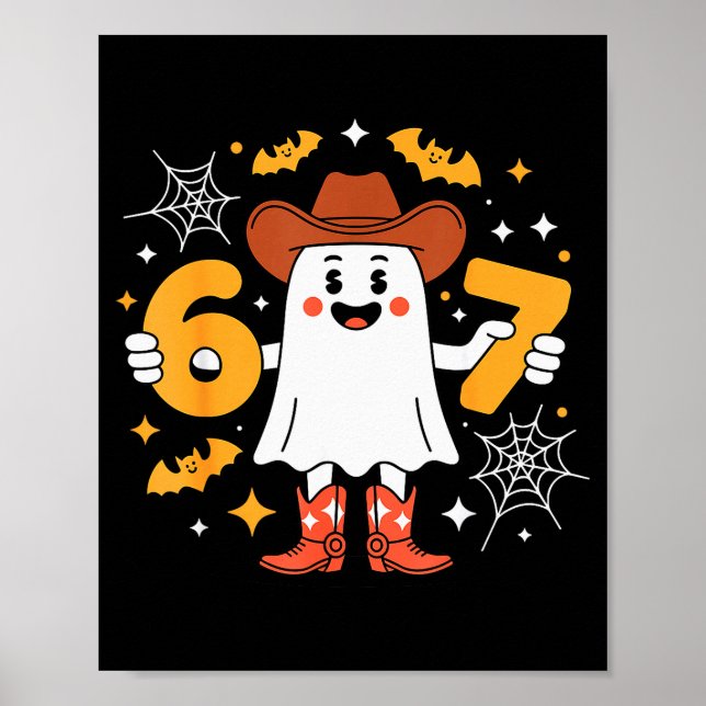 Poster 6 7 Fantasma de Halloween 67 Meme Geração Alfa Sei (Frente)