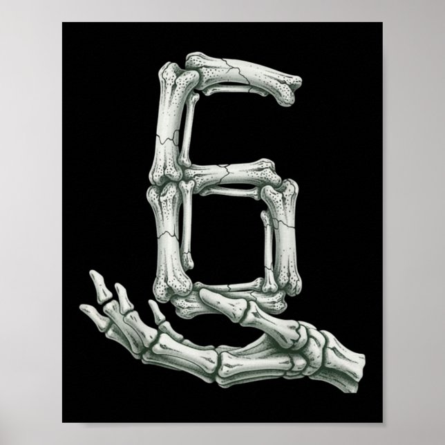 Poster 6 7 Halloween Skeleton Funny 67 Meme Gen Alpha Six (Frente)