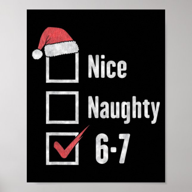 Poster 6-7 Meme Brain Rot Nice Naughty 67 Funny Christmas (Frente)