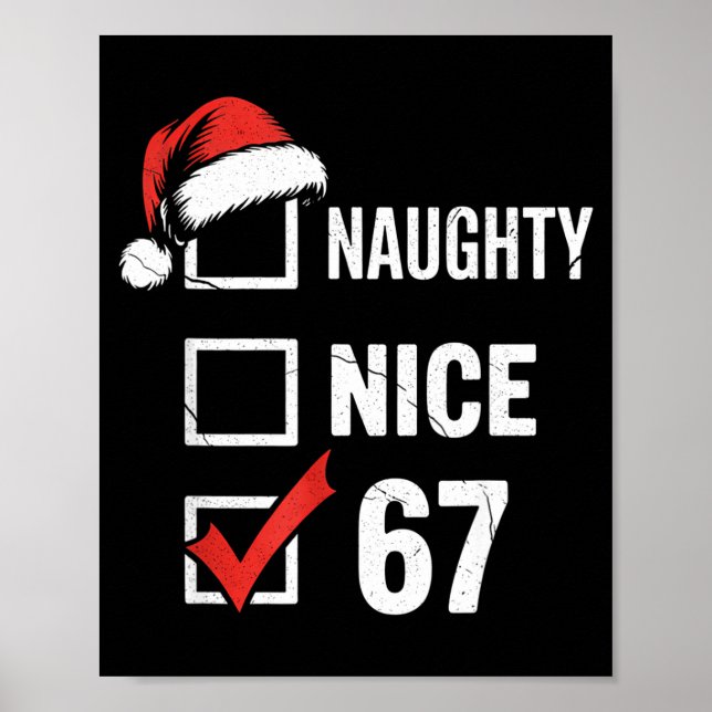 Poster 6-7 Meme Christmas Naughty Nice 67 Six Seven Funny (Frente)