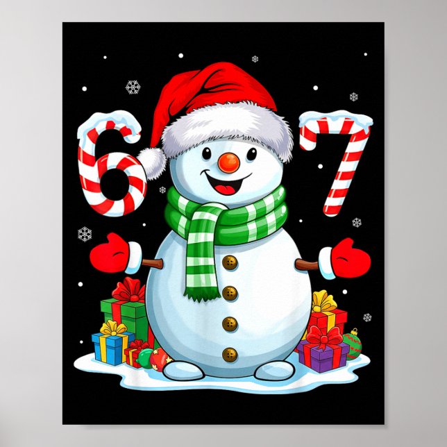 Poster 6 7 Meme Natal Divertido Boneco de Neve Seis Sete  (Frente)