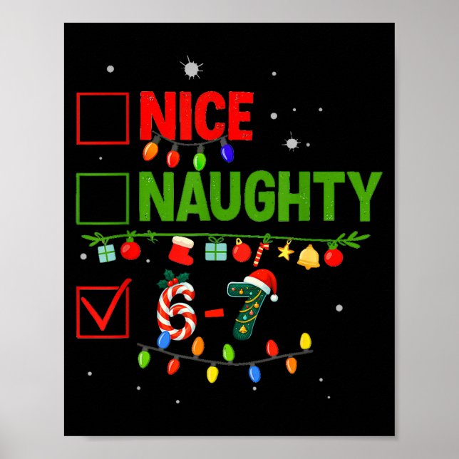 Poster 6-7 Meme Nice Naughty 67 Christmas Brain Rot Funny (Frente)