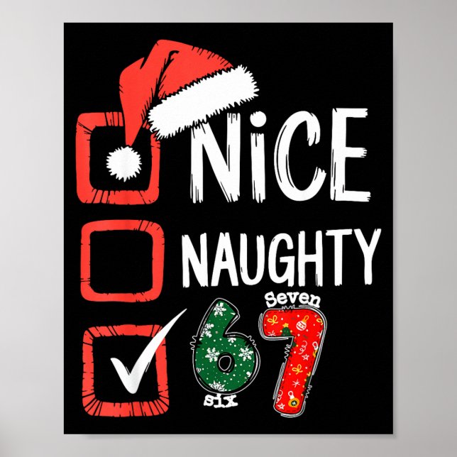 Poster 6-7 Meme Nice Naughty 67 Christmas Brain Rot Funny (Frente)