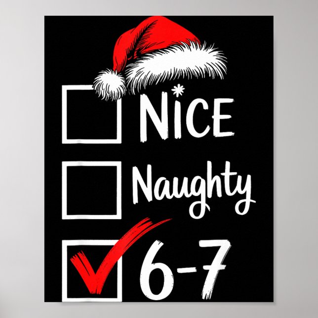 Poster 6-7 Meme Nice Naughty 67 Christmas Brain Rot Funny (Frente)
