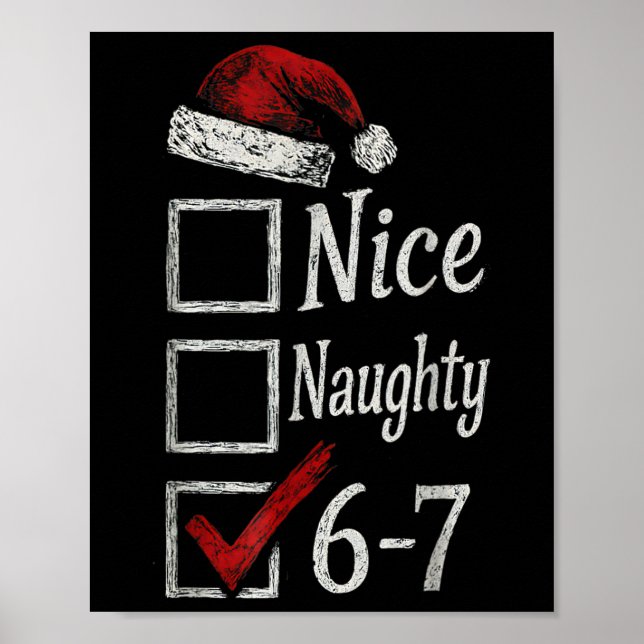 Poster 6-7 Meme Nice Naughty 67 Christmas Brain Rot Funny (Frente)