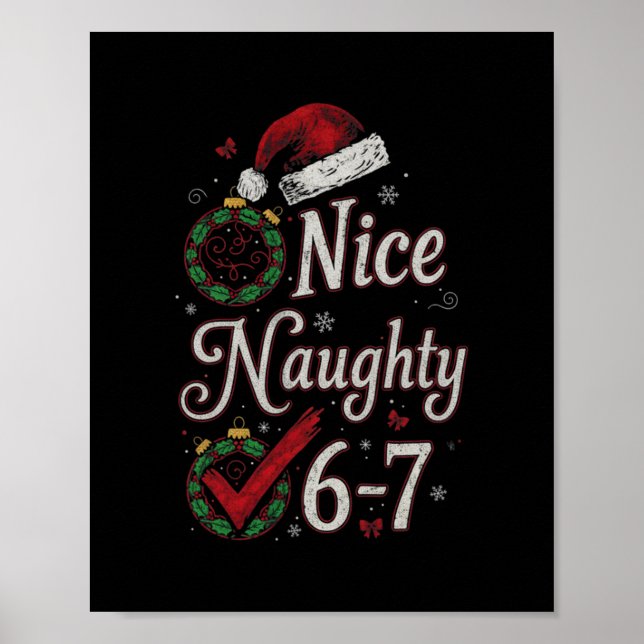 Poster 6-7 Meme Nice Naughty 67 Christmas Brain Rot Funny (Frente)