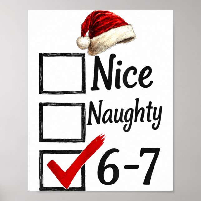 Poster 6-7 Meme Nice Naughty 67 Christmas Funny Brain Rot (Frente)