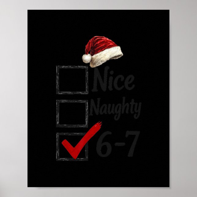 Poster 6-7 Meme Nice Naughty 67 Christmas Funny Brain Rot (Frente)