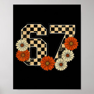Poster 6 7 Retro Outono Meme Xadrez Camiseta Assombrada P