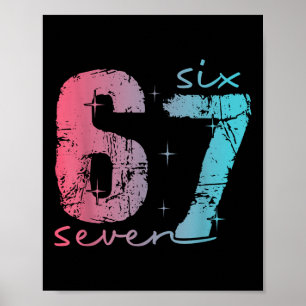 Poster 6 7 Seis Sete Camiseta Engraçada de Meme para Mulh