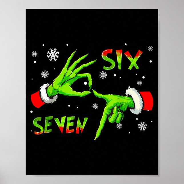 Poster 6 7 Six Seven Hand Gen Z Alpha Meme Slang Xmas Chr (Frente)
