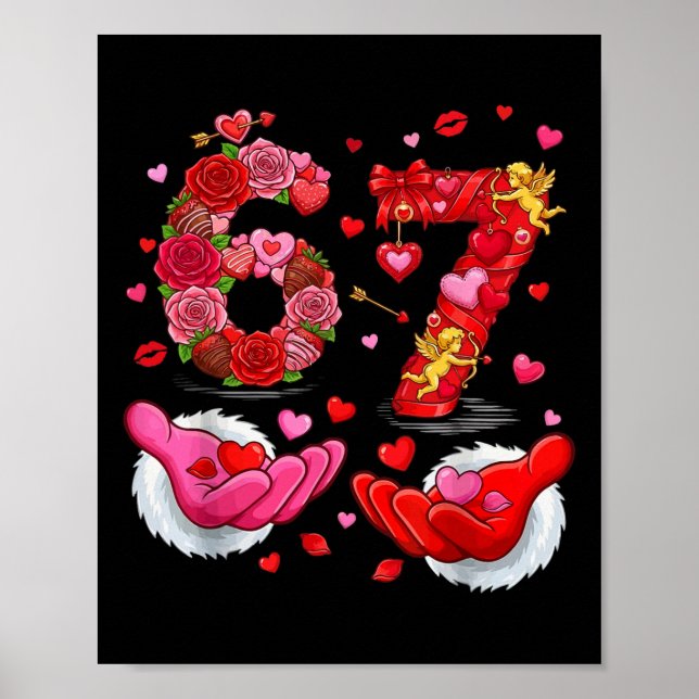 Poster 6 7 Six Seven Valentine Hearts Kids Boys Girls Cut (Frente)