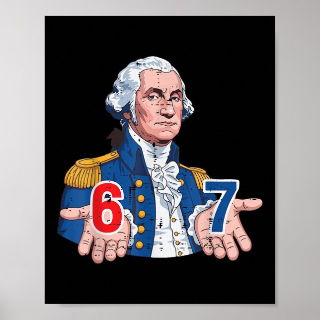 Poster 6 7 Washington Engraçado 67 Fantasia Meme Seis Set (Frente)