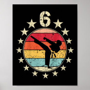 Poster 6 Birthday Karate Sexta Criança de Aniversário de 