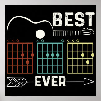 Poster 6 Funny Best Guitar Dad Ever Chord Men For Music