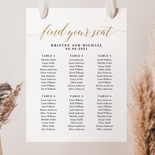 Poster 6 Mesa Encontre seu gráfico de assentos (Criador carregado)