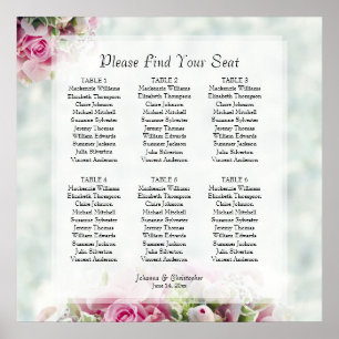 Poster 6 Mesa Rosa Rosas Sentadas de Casamento