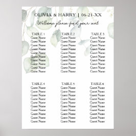 Poster 6 Mesa Watercolor Ecalyptus Wedding Seating Chart