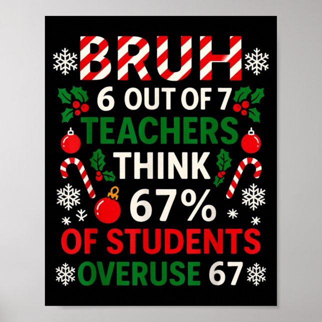 Poster 6 Out Of 7 Teachers Funny Ugly Christmas Sweater 6 (Frente)