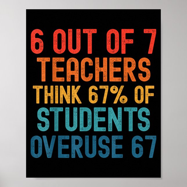 Poster 6 Out Of 7 Teachers Six Seven Meme Students Overus (Frente)