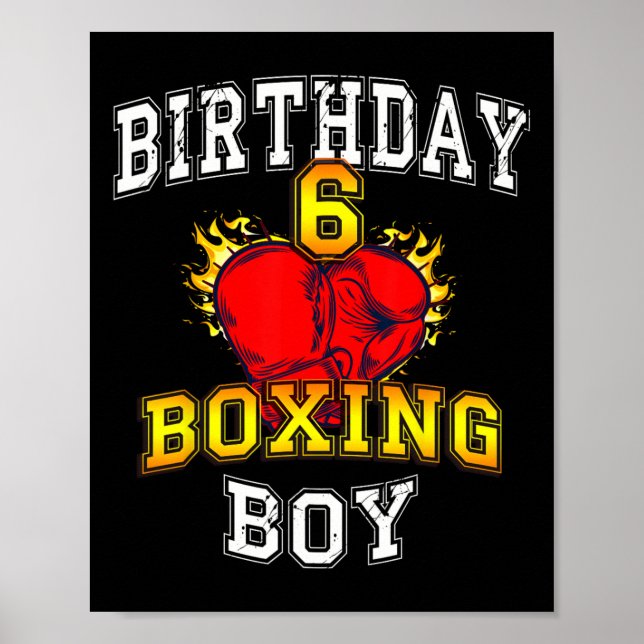 Poster 6th Birthday Boy Shirt - Boxing 6 Years Old Kid  (Frente)
