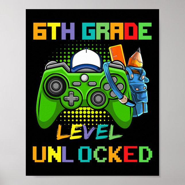 Poster 6th Grade Level Unlocked Video Game Back To School (Frente)
