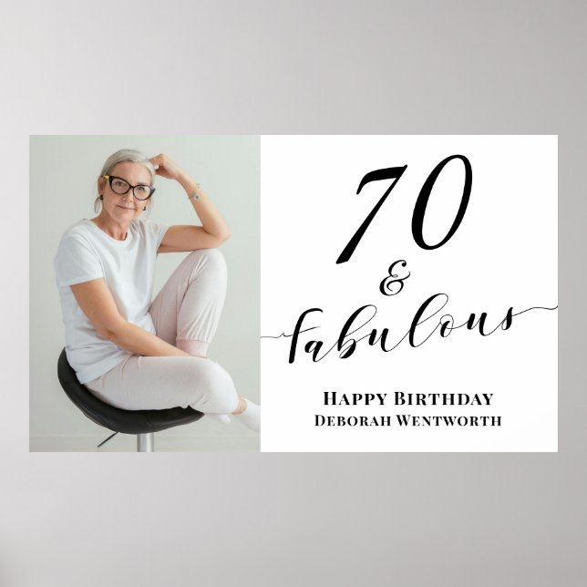 Poster 70 and Fabulous Seventy Birthday Photo Script  (Frente)