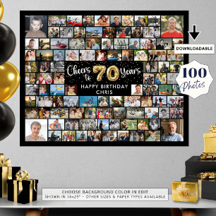 Poster 70 Aniversário 100 Fotografias Douradas Negras Che