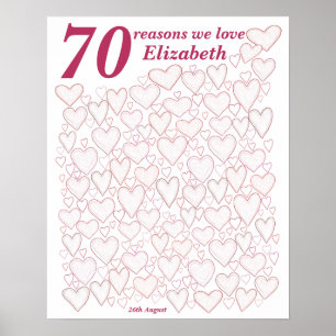 Poster 70 Birthday - 70 Motivos Rosa Que Te Ama Presente
