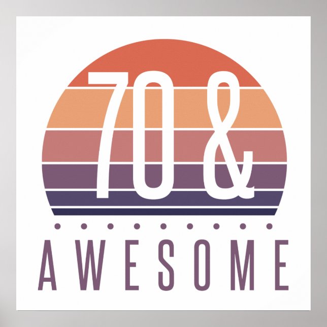 Poster 70 Birthday Retro Sunset (Frente)
